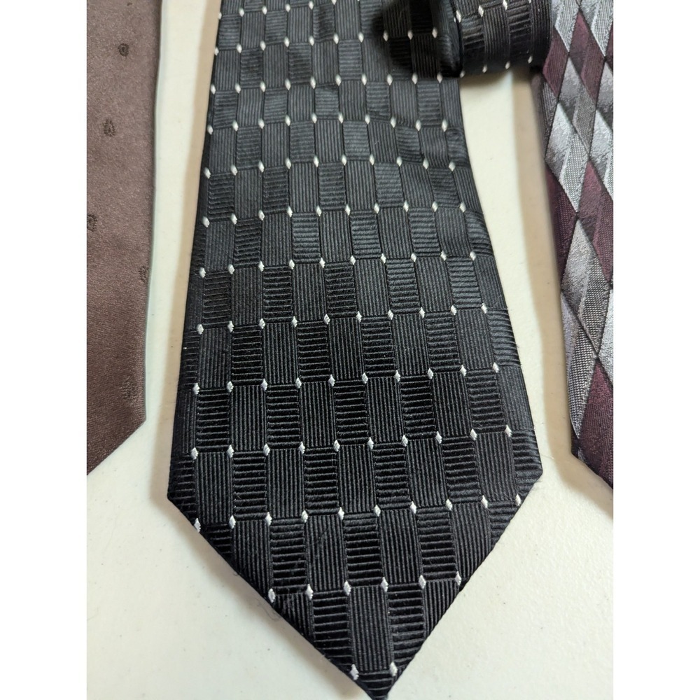 Men's Designer Tie Bundle | 100% Silk & Vintage Blends | Black, Brown, Silver - Picture 11 of 12